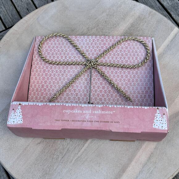 NEW Cupcakes and Cashmere Gold Crystal Bow Tree Topper Glam Holiday Decor NWT - Picture 6 of 16